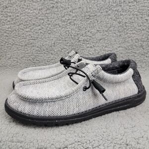 Hey Dude Wally Stretch Poly Black Gray Shoes Mens Size 11  Lightweight Casual